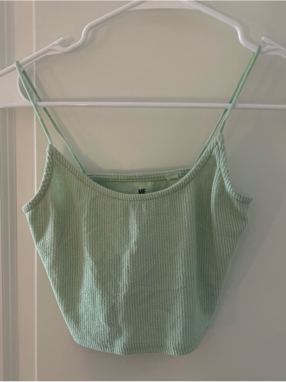 Me to We Mint Ribbed Spaghetti-Strap Camisole